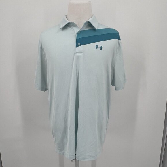 Under Armour Mens XL Extra Large Playoff Polo Shirt HeatGear Loose Fit Light Blu - Picture 2 of 5